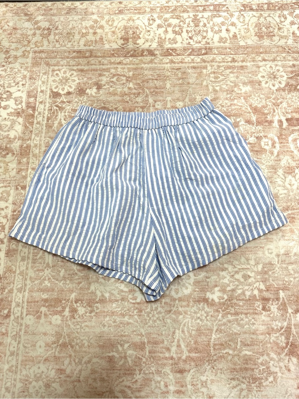 Cupshe 🩵 Striped Cotton Blend Shorts W/ Pockets - Picture 1 of 7